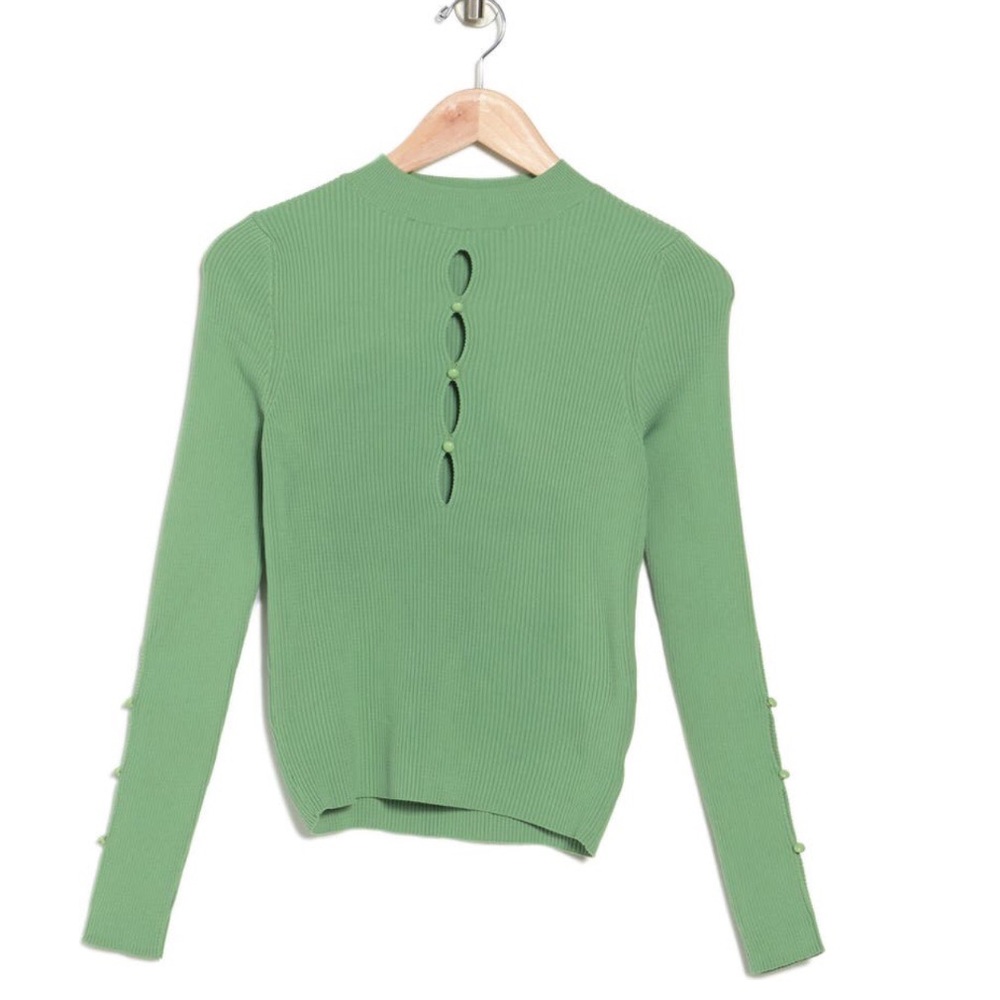 TOPSHOP Ribbed Cutout Long Sleeve Top - Picture 4 of 4
